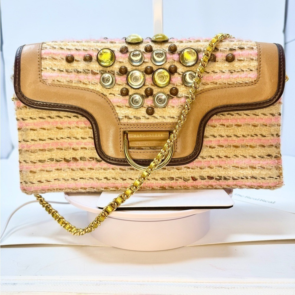 Marc Jacobs Vintage 2011 Runway Jeannie Jewel Applique Tweed Clutch Bag - Picture 4 of 14